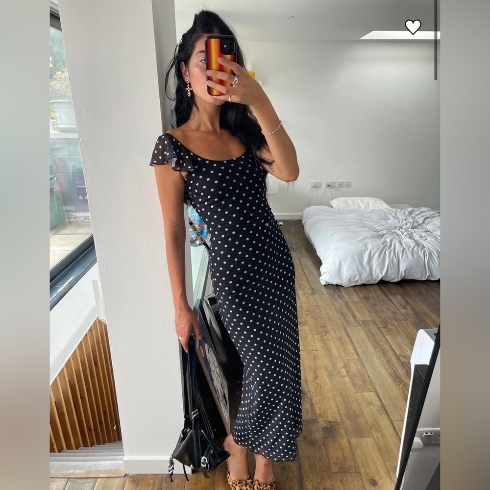 Princess Polly Sandberg Maxi Dress Black Polka Dot